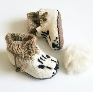 👼❤Baby felt alpaca wool bootie slippers